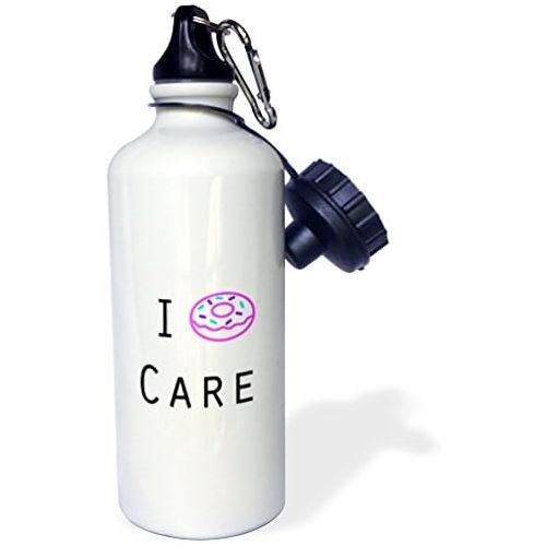  3dRose I Donut Care Sports Water Bottle, 21 oz, White