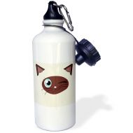 3dRose Cute Winking Cat Siamese Markings-Sports Water Bottle, 21oz (wb_165780_1), 21 oz, Multicolored