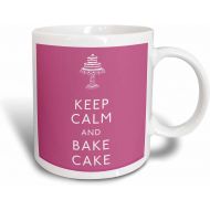 3dRose Keep Calm And Bake Cake Pink Mug, 15 oz