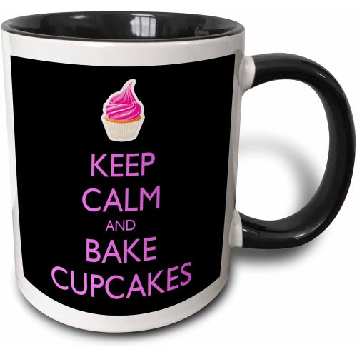  3dRose Keep Calm And Bake Cupcakes Mug, 11 oz, Black