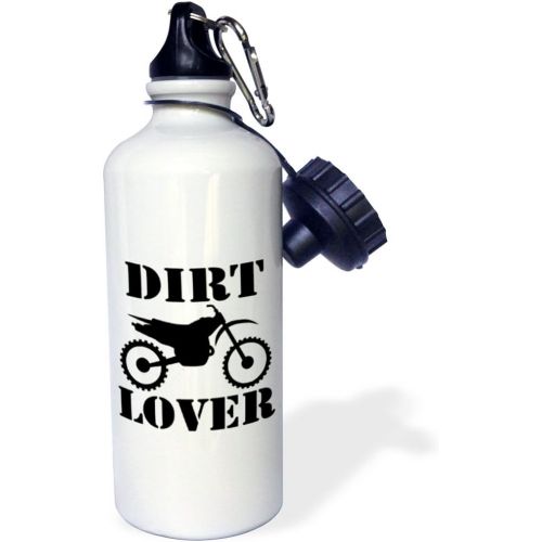  3dRose Black Bike Graphic Image and Dirt Lover Text On White Background Sports Water Bottle, 21Oz, Multicolored