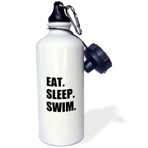  3dRose Eat Sleep Swimming Enthusiast-Swimmer Passion-Black Text Sports Water Bottle, 21oz, Multicolored