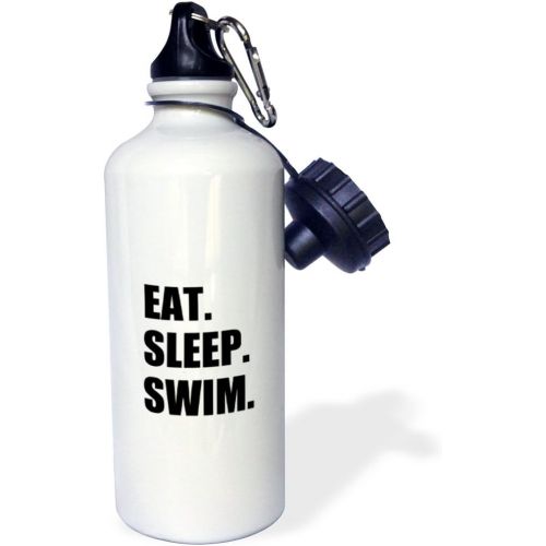  3dRose Eat Sleep Swimming Enthusiast-Swimmer Passion-Black Text Sports Water Bottle, 21oz, Multicolored