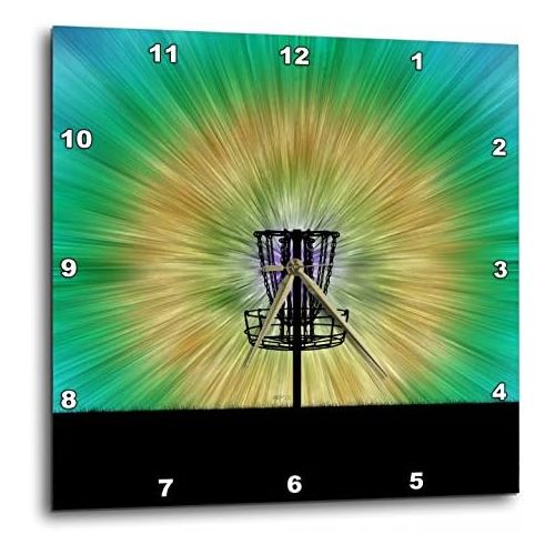  3dRose DPP_173456_2 Tie Dye Disc Golf Basket Colorful Disc Golf Tie Dye Basket Design Wall Clock, 13 by 13-Inch