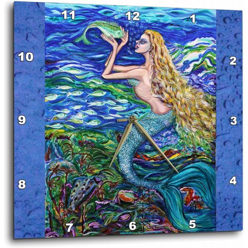  3dRose dpp_54922_3 This is My Tropical Mermaid Caring for Her Pet Fish Beautiful Dream with Very Peaceful Atmosphere Wall Clock, 15 by 15-Inch