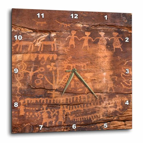  3dRose 3D Rose USA-Southwest-Indian Petroglyphs on Sandstone Wall Clock, 13 x 13
