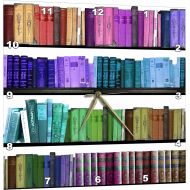 3dRose Colorful Bookshelf Books - Rainbow Bookshelves - Reading Book Geek Library Nerd - Librarian Author - Wall Clock, 15 by 15-Inch (DPP_112957_3)