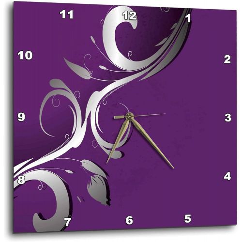  3dRose 3D Rose A Purple Background with A Sliver Flourish Overlay Wall Clock, 13 x 13