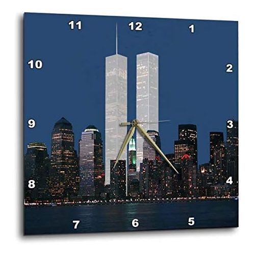  3dRose dpp_154708_3 New York City Evening Skyline Featuring The Twin Towers-Wall Clock, 15 by 15-Inch