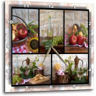 3dRose dpp_28849_2 Wine and Fruit Collage Wall Clock, 13 by 13-Inch
