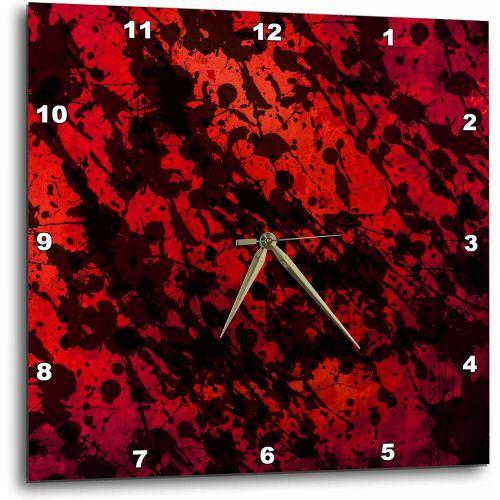  3dRose dpp_110668_3 Red with Black Ink Splatter-Wall Clock, 15 by 15-Inch