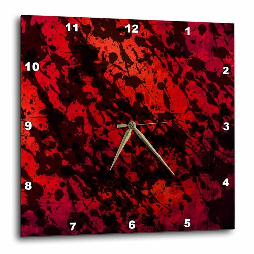 3dRose dpp_110668_3 Red with Black Ink Splatter-Wall Clock, 15 by 15-Inch