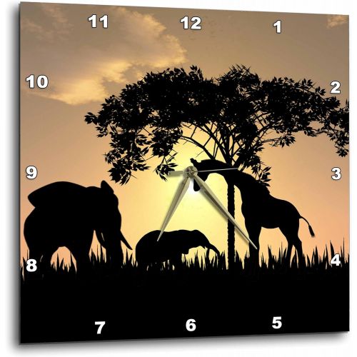  3dRose dpp_48979_3 African Safari Silhouette Wall Clock, 15 by 15-Inch