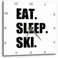3dRose DPP_180441_3 Eat Sleep Ski Skiing Enthusiast Passionate Skier Sport Black Text Wall Clock, 15 by 15-Inch