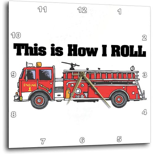  3dRose dpp_102607_2 This is How I Roll Fire Truck Firemen Design-Wall Clock, 13 by 13-Inch