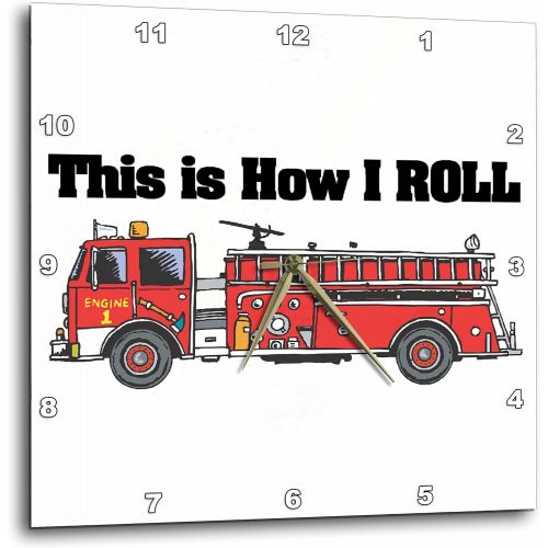  3dRose dpp_102607_2 This is How I Roll Fire Truck Firemen Design-Wall Clock, 13 by 13-Inch