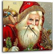 3dRose DPP_171463_3 Vintage Santa Claus with Sack Full of Toys Wall Clock, 15 by 15-Inch