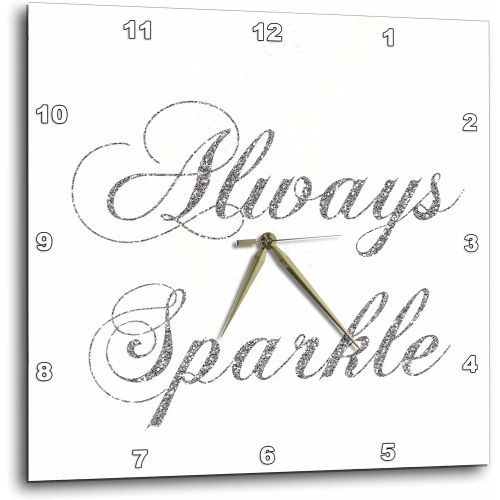  3dRose Silver Image of Glitter Always Sparkle - Wall Clock, 13 by 13-Inch (DPP_186760_2)