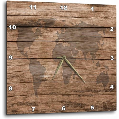  3dRose 3D Rose Print of Map of World On Wood-Wall Clock, 15-inch (DPP_205047_3)