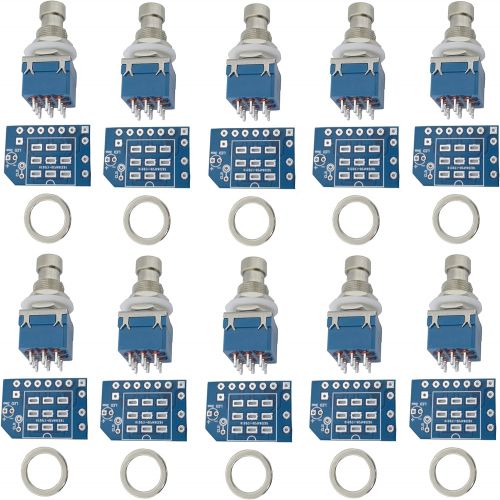  10 pcs 3pdt Stomp Footswitch incl PCB incl metal washer, for Guitar Pedal True Bypass foot switch 9 pin