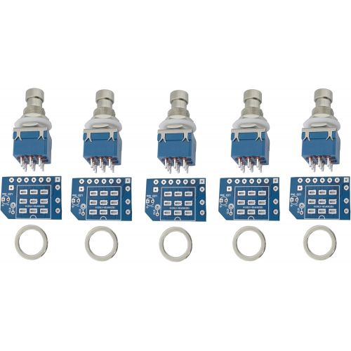  5 pcs 3pdt Stomp Footswitch incl. PCB, metal washer, for Guitar Pedal True Bypass foot switch