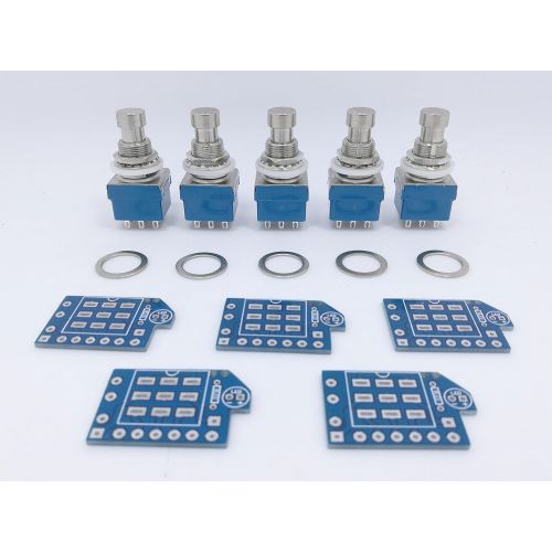  5 pcs 3pdt Stomp Footswitch incl. PCB, metal washer, for Guitar Pedal True Bypass foot switch