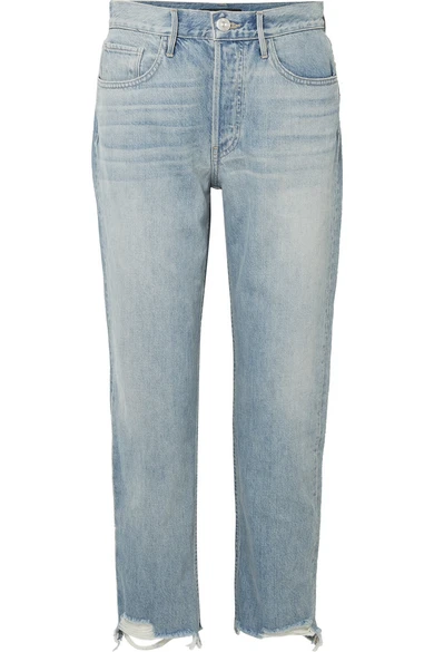 3x1 W3 Higher Ground cropped frayed high-rise straight-leg jeans