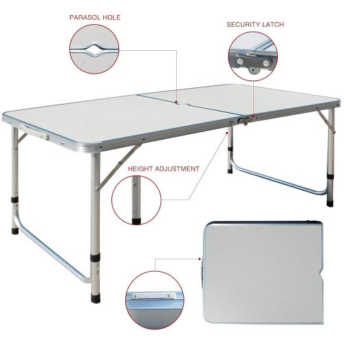  4' 4 Folding Table Portable Adjustable Folding Camping Table Indoor Outdoor Picnic Party Dining Camp Tables