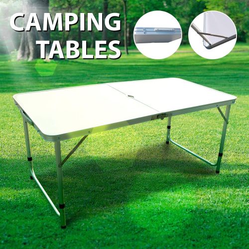  4' 4 Folding Table Portable Adjustable Folding Camping Table Indoor Outdoor Picnic Party Dining Camp Tables