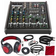 Photo Savings Mackie PROFX4V2 4-Channel Compact Mixer with Built-In Effects and Deluxe Bundle with Professional Closed-Back Headphones, Fibertique Cloth, and 6x Cables