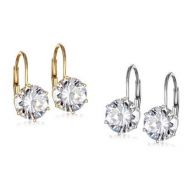 4.00 CTW Leverback Earrings Made with Swarovski Crystals by Mina Bloom (1- or 2-Pack)