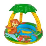 40" Inflatable Baby Swimming Pool with Palm Tree Sun Shade and Monkey