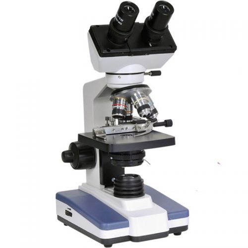  40X-1000X LED Binocular Compound Microscope with Double Layer Mechanical Stage andBook by AmScope