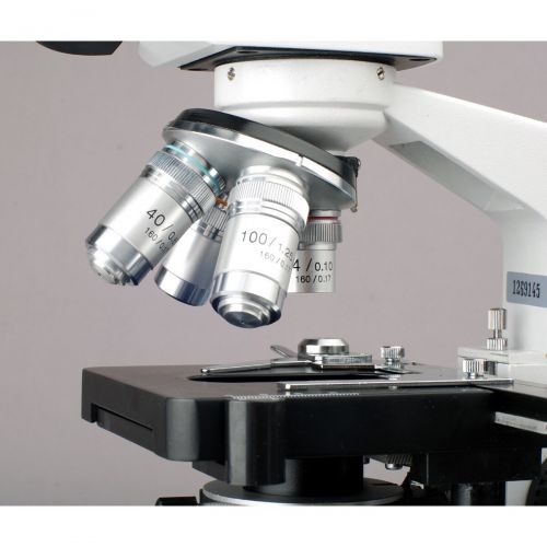  40X-1000X LED Binocular Compound Microscope with Double Layer Mechanical Stage andBook by AmScope