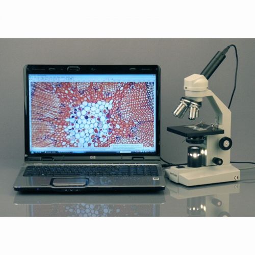  40X-2500X Advanced Home School Student Compound Microscope + USB Digital Imager by AmScope