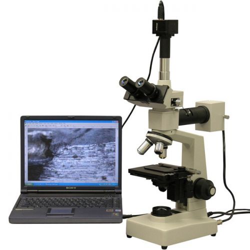  40X-2500X Two Light Metallurgical Microscope with 1.3MP USB Camera by AmScope