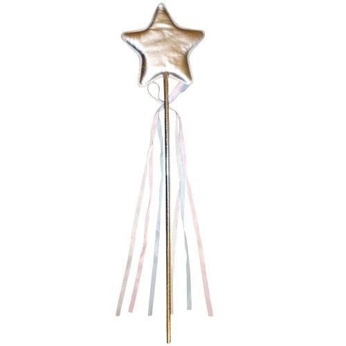  44cm Silver Material Star Fairy Wand with Pink/White/Blue Tassles (HW181)