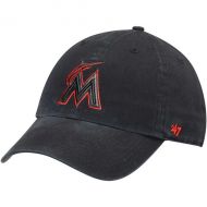 Men's Miami Marlins '47 Black Team Color Clean Up Adjustable Hat