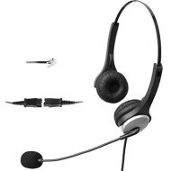 4Call K502QCM Dual Call Center Telephone RJ Headset with NC Mic + QD + Volume mute Controls for Plantronics M10 M22 Vista Adapter and AT&T CallMaster V VI & Cisco Unified Office IP