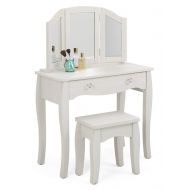4D Concepts Vanity with Stool in Stone White Oak