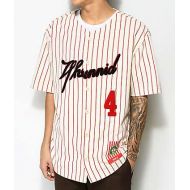 4HUNNID 4 Hunnid Cream & Red Pinstripe Baseball Jersey
