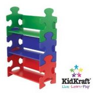 4KIDS Toy  Game Kidkraft Whimsical Puzzle Book Shelf - Primary W Durable Wooden Construction - For Childs Voyage!