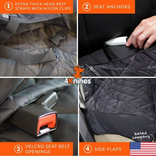  4Knines Dog Seat Cover With Hammock for Cars, Trucks and SUVs - USA Based