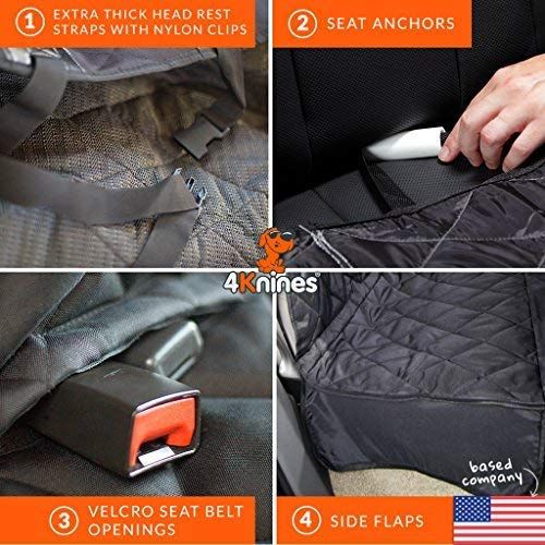 4Knines Dog Seat Cover with Hammock for Cars, Trucks and SUVs - USA Based