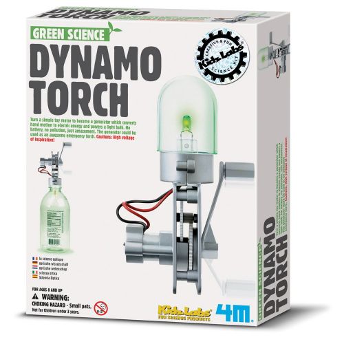  4M Green Science Dynamo Torch - DIY Mechanical Green Alternative Energy Lab - STEM Toys Educational Gift for Kids & Teens, Girls & Boys