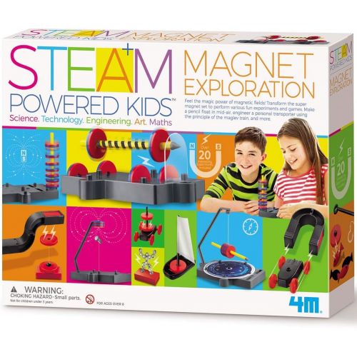  4M Magnet Exploration from STEAM Powered Kids, Transform This Super Magnet Set to Perform Fun Experiments and Games, Over 20 Games and Experiments Included, Ages 8+