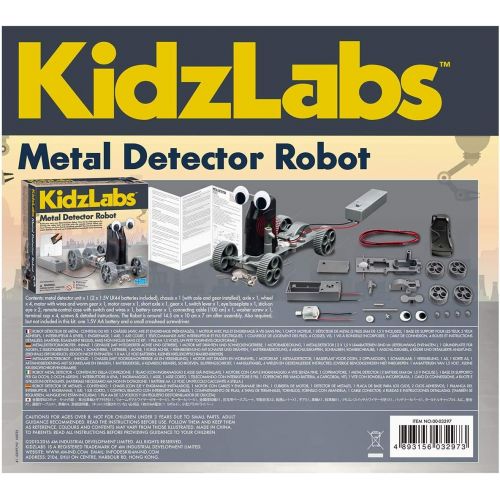  4M Kidzlabs Metal Detector Robot Kit Stem Toys Rc Science Project Educational Gift for Kids, Brown/A, Model:4607