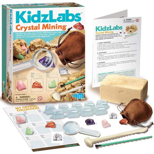  4M Kidzlabs Crystal Mining Kit - DIY Geology Science Dig Excavate Gemstones Minerals - STEM Toys Gift for Kids & Teens, Boys & Girls, Model:3564