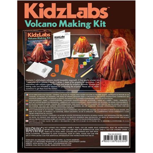  4M KidzLabs Volcano Making Kit - DIY Geology Chemistry Lab STEM Toys Gift for Kids & Teens, Boys & Girls, Model:3431
