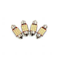 4Pcs 31mm Silver Tone Shell White 18 LED SMD Car Festoon Dome Map Light Interior